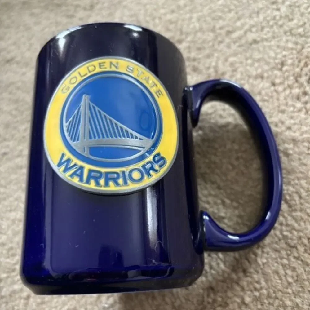 Golden State Warriors Raised Pewter Emblem Ceramic Coffee Mug